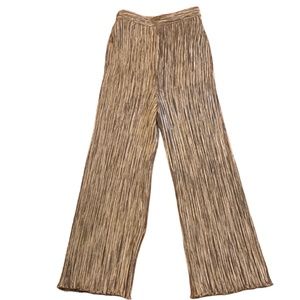 Plisse Couture Gold McFadden Pleated Pants